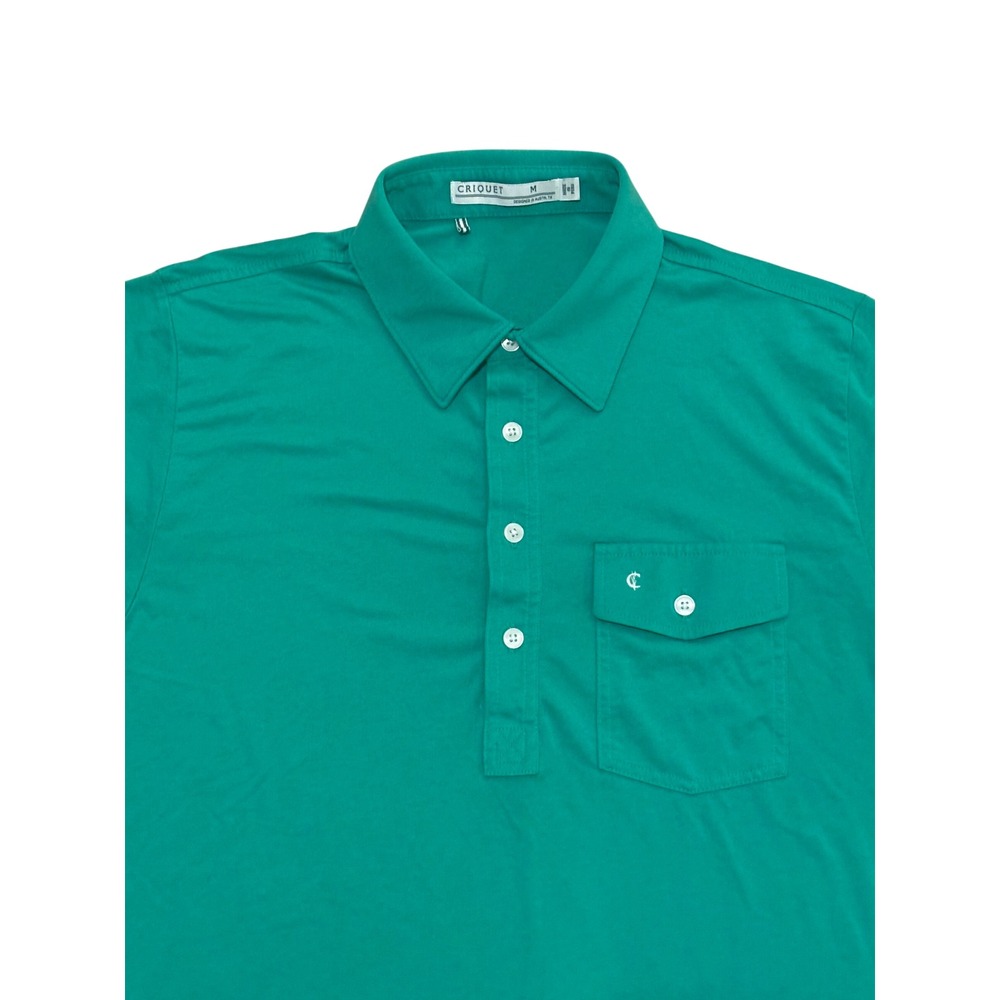 Criquet Mens Players Shirt Green Short Sleeve Polo Golf Top Size M